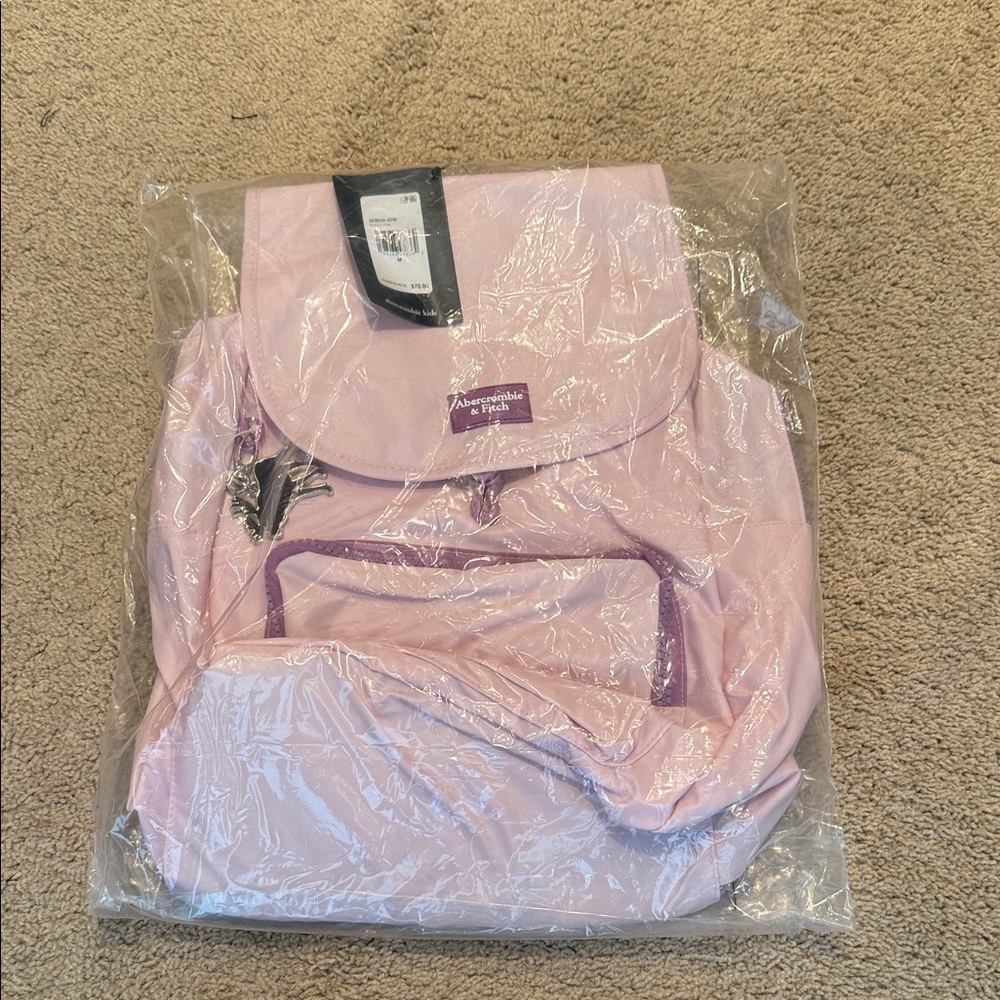 Abercrombie Kids Light Pink Backpack with Purple Details